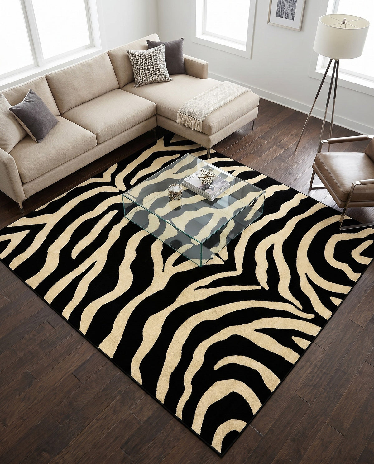 Savannah Sojourn Collection Area Rug -  Kilimanjaro Square Black  lifestyle 99