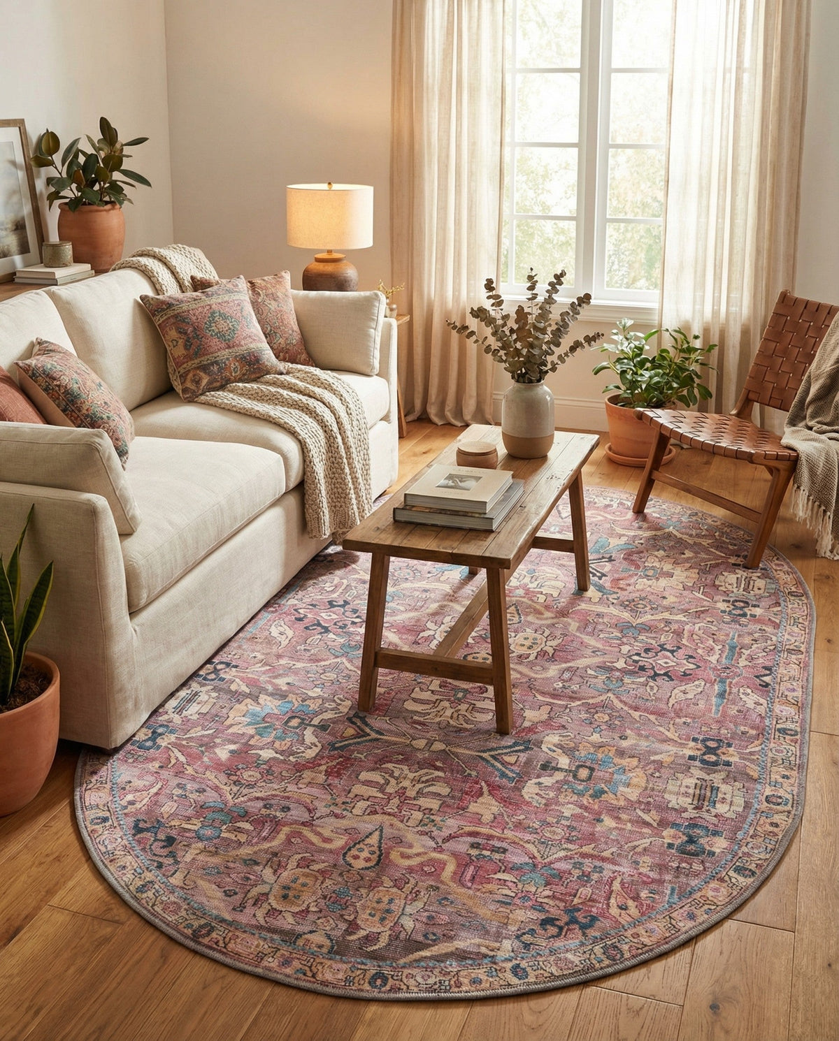 Vintage Memories Collection Area Rug -  Memories Oval Pink  lifestyle 145