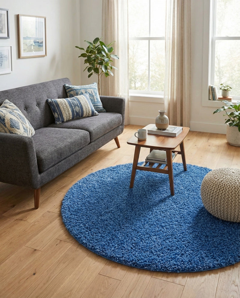 Plush Oasis Collection Area Rug - Serenity (Periwinkle Blue) Round Periwinkle Blue  lifestyle 37