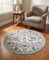 Charleston Elegance Collection Area Rug -  Seaport (white Gray) Round white Gray  lifestyle 55