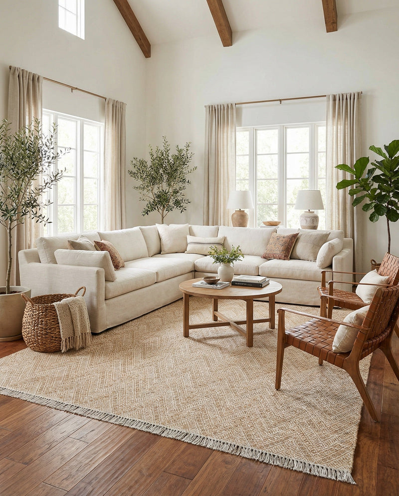 Woven Seaside Jute Collection Area Rug - Oia Rectangle White and Natural  lifestyle 25
