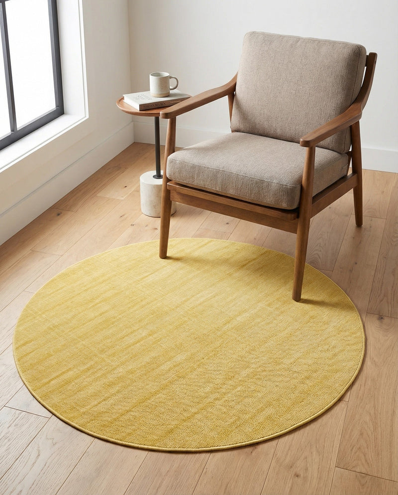 Soho Elegance Collection Area Rug - Chelsea (Gold) Round Gold  lifestyle 49