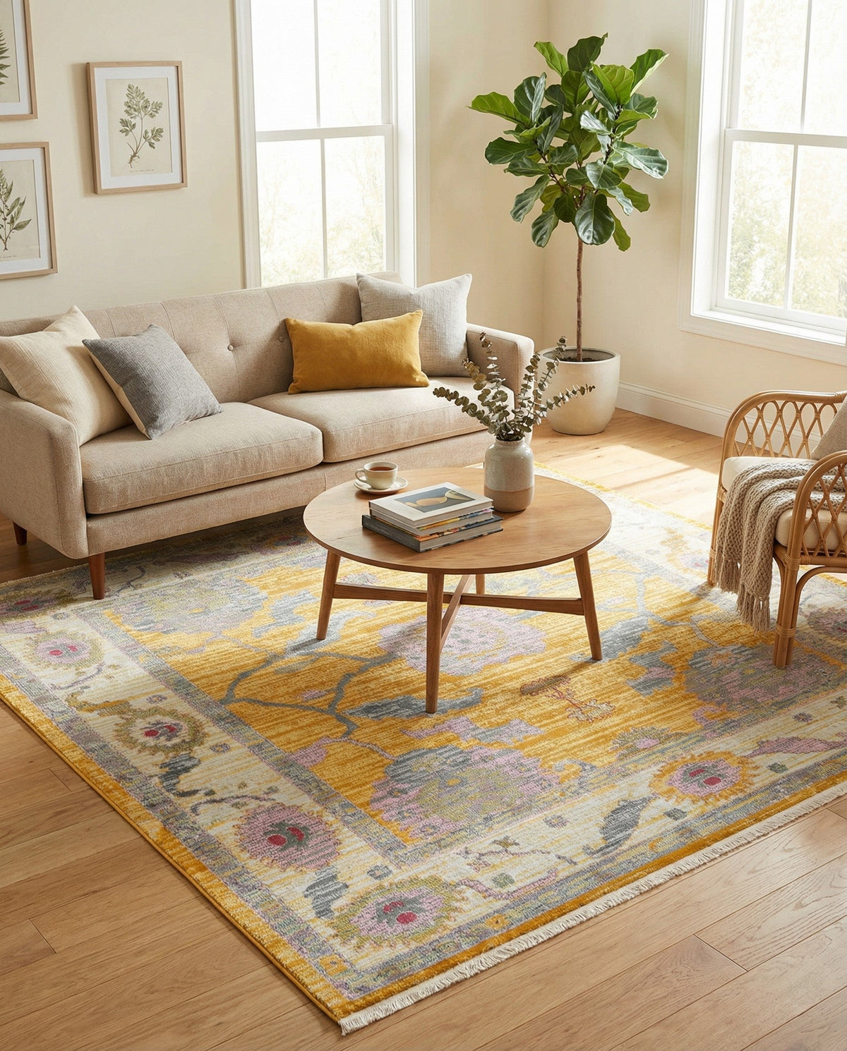 Arcadia Rugs Collection Area Rug - Eden (Yellow) Square Yellow  lifestyle 107