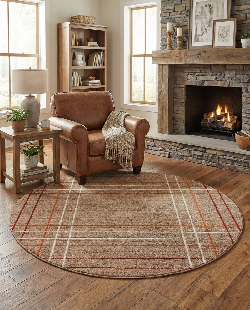 Autumn Meadow Collection Area Rug -  Pumpkinpatch Round Light Brown  lifestyle 31