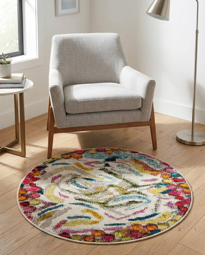 Colorburst Oasis Collection Area Rug -  Calypso Round Multi  lifestyle 27