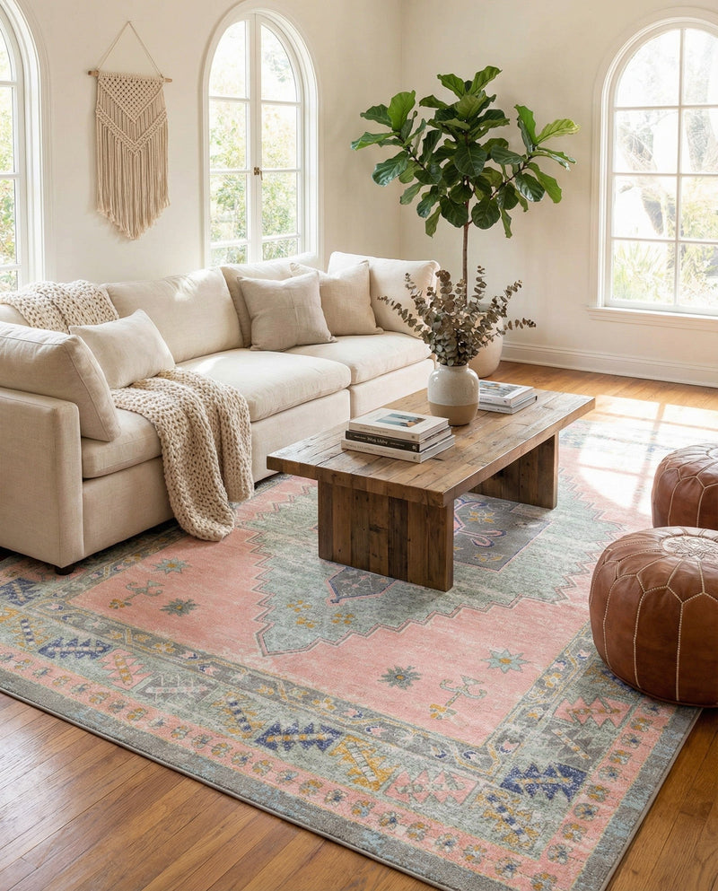 Savannah Series Collection Area Rug -  Augusta (Pink) Rectangle Pink  lifestyle 8
