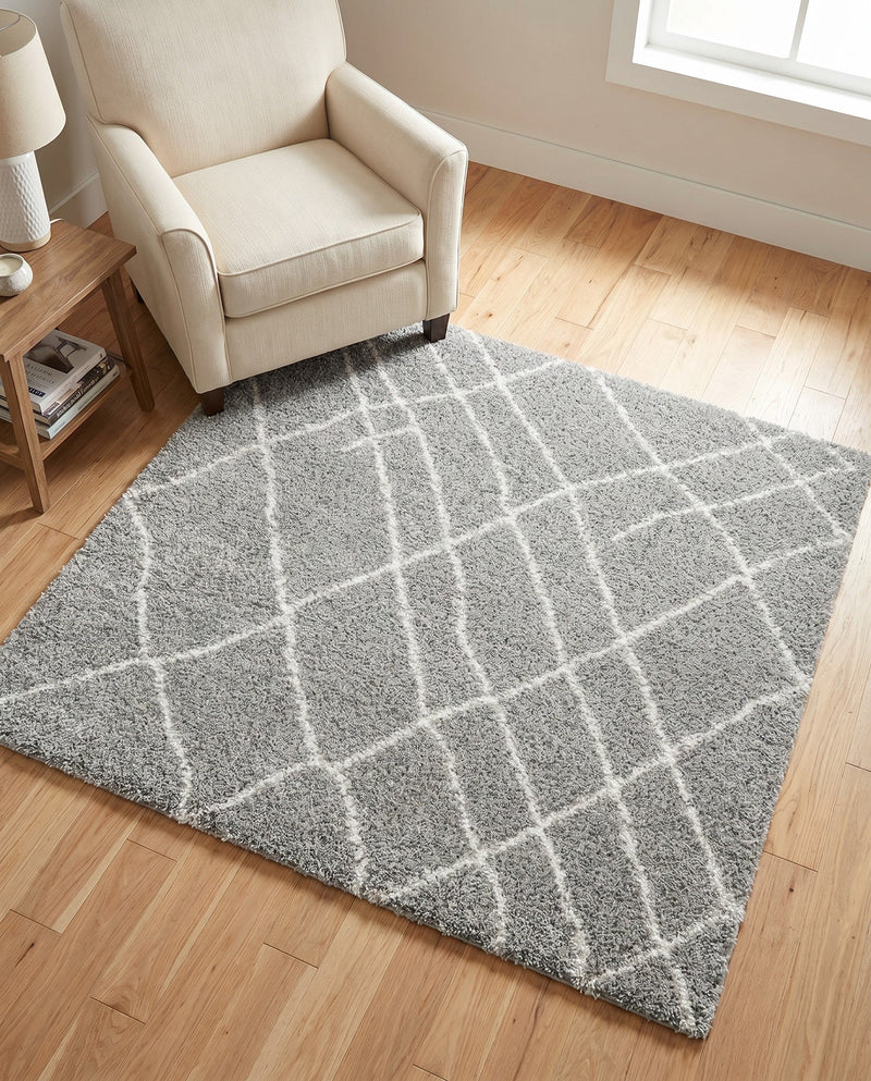 Cozy Haven Shag Collection Area Rug - Serenity (Cloud Gray) Square Cloud Gray  lifestyle 58