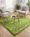 Berber Lattice Shag Collection Area Rug - Atlas (Green) Square Green  lifestyle 50