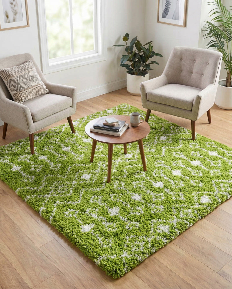 Berber Lattice Shag Collection Area Rug - Atlas (Green) Square Green  lifestyle 50