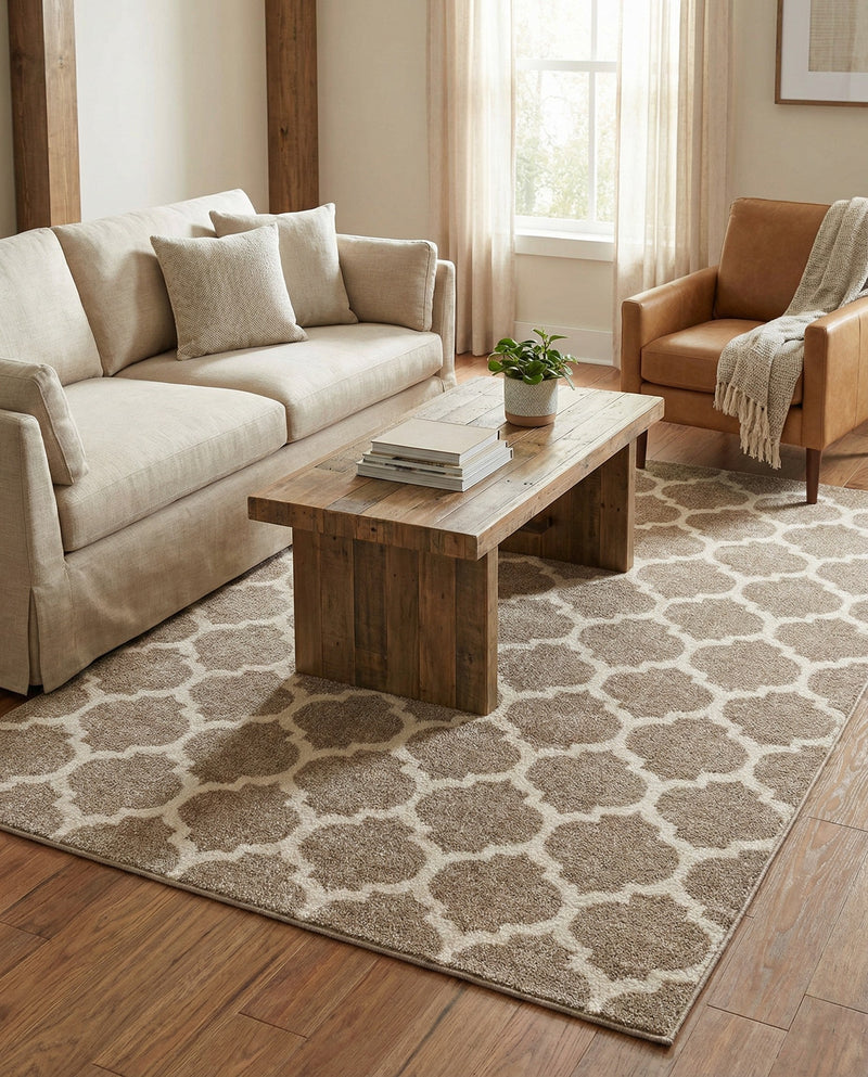 Lattice Gardens Collection Area Rug -  Bloomfield (Light Brown) Rectangle Light Brown  lifestyle 26