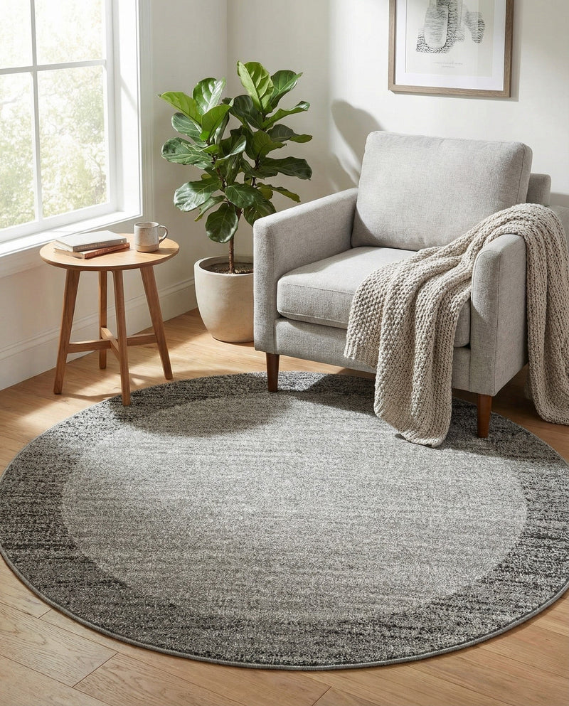 Studio Haven Collection Area Rug -  Conservatory (Light Gray) Round Light Gray  lifestyle 54