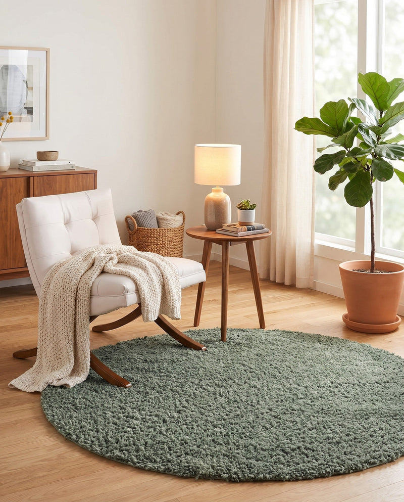 Alpine Plush Collection Area Rug -  Cortina (Sage) Round Sage  lifestyle 70