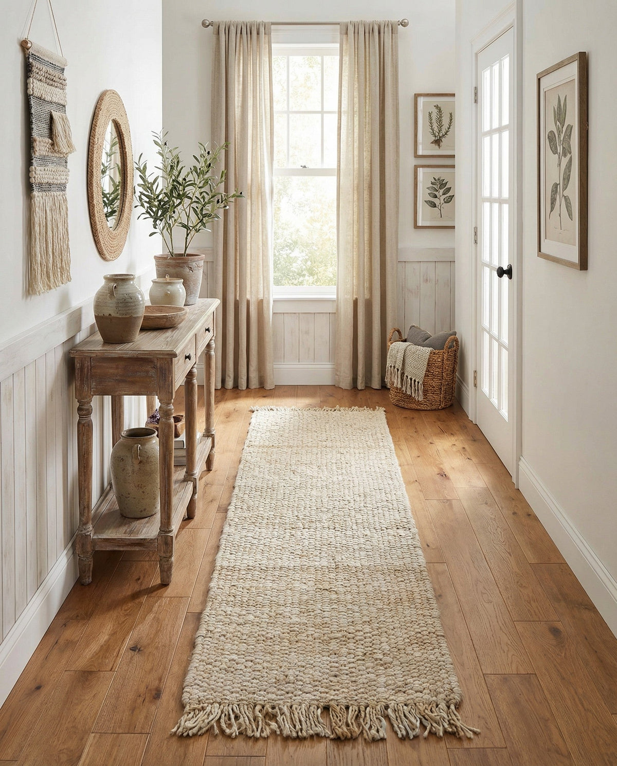 Savannah Jute Collection Area Rug - Seashore Runner Ivory  lifestyle 194