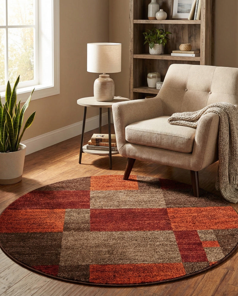 Autumn Meadow Collection Area Rug -  Sycamoreside (Multi) Round Multi  lifestyle 48