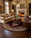 Tabriz Tapestry Collection Area Rug - Azerbaijan (Brown) Round Brown  lifestyle 65