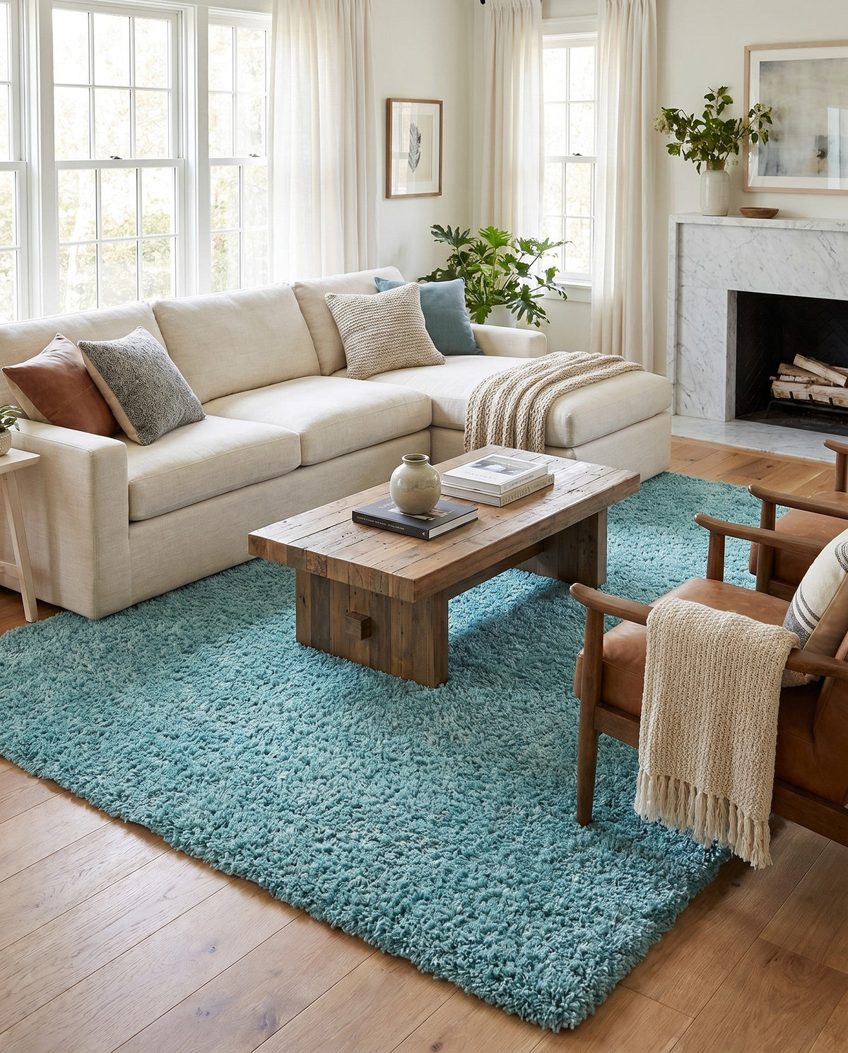 Alpine Plush Collection Area Rug -  Cortina (Aqua) Rectangle Aqua  lifestyle 6