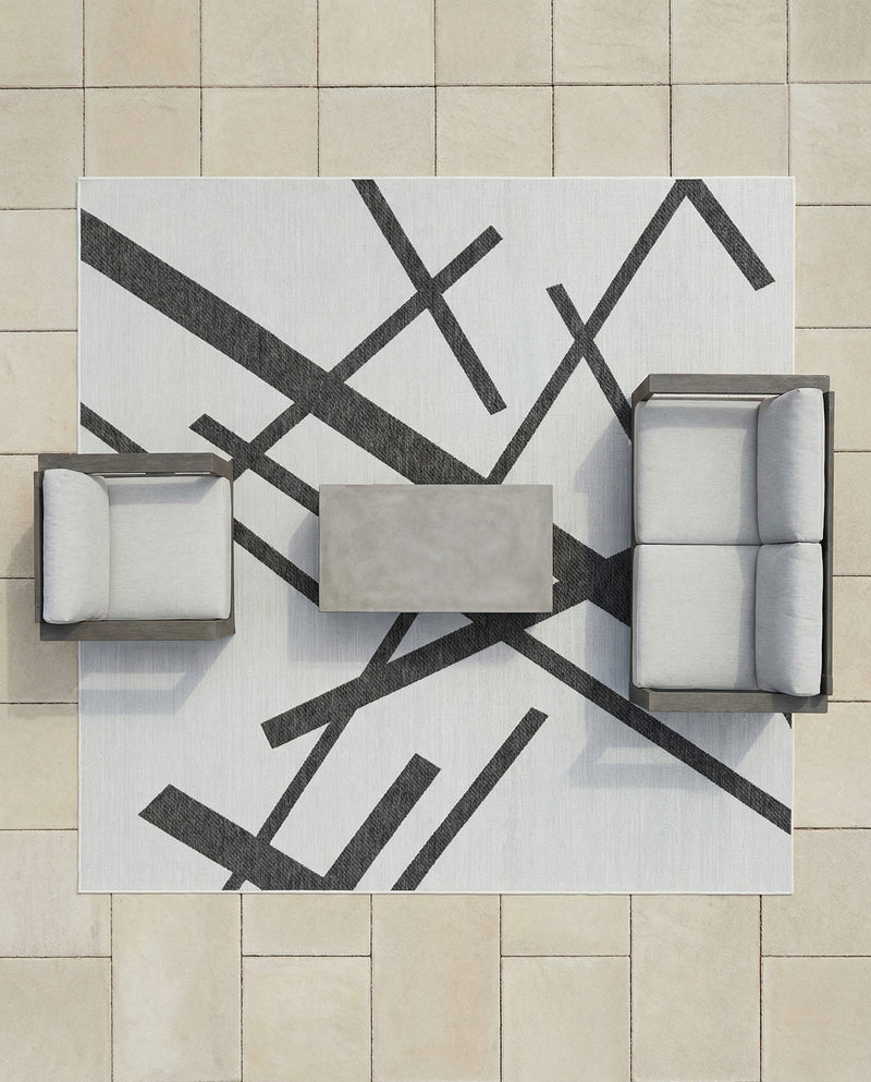 Urban Terrace Collection Area Rug -  Bowery Square Black and White  lifestyle 51