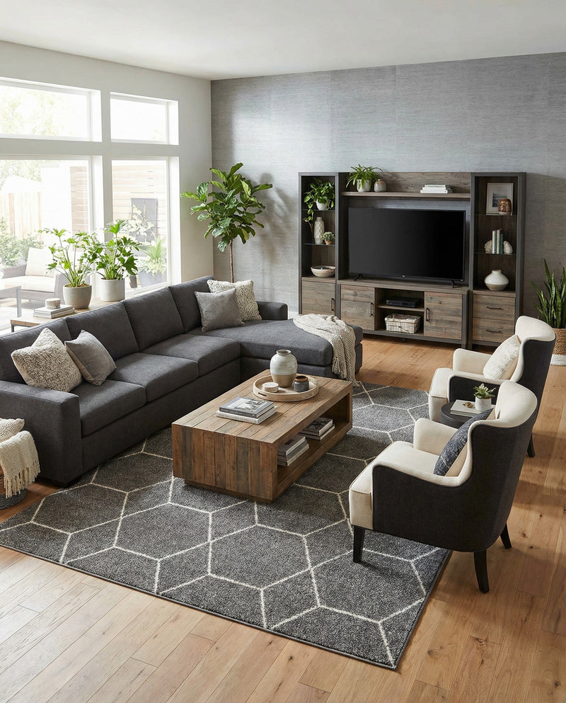 Trellis Mosaic Collection Area Rug - Arborville (Light Gray) Rectangle Light Gray  lifestyle 13
