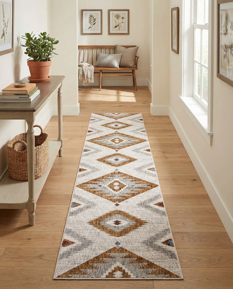 Desert Modern Eco Rug Series Collection Area Rug -  Zion Runner Ivory  lifestyle 60
