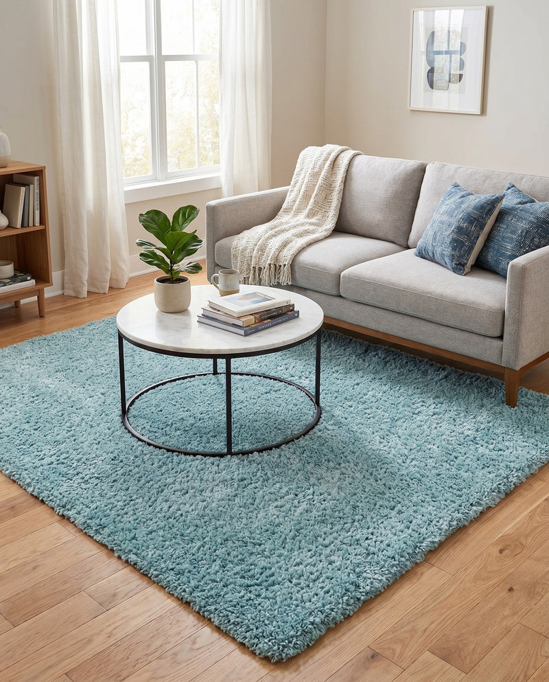 Alpine Plush Collection Area Rug -  Cortina (Aqua) Square Aqua  lifestyle 54