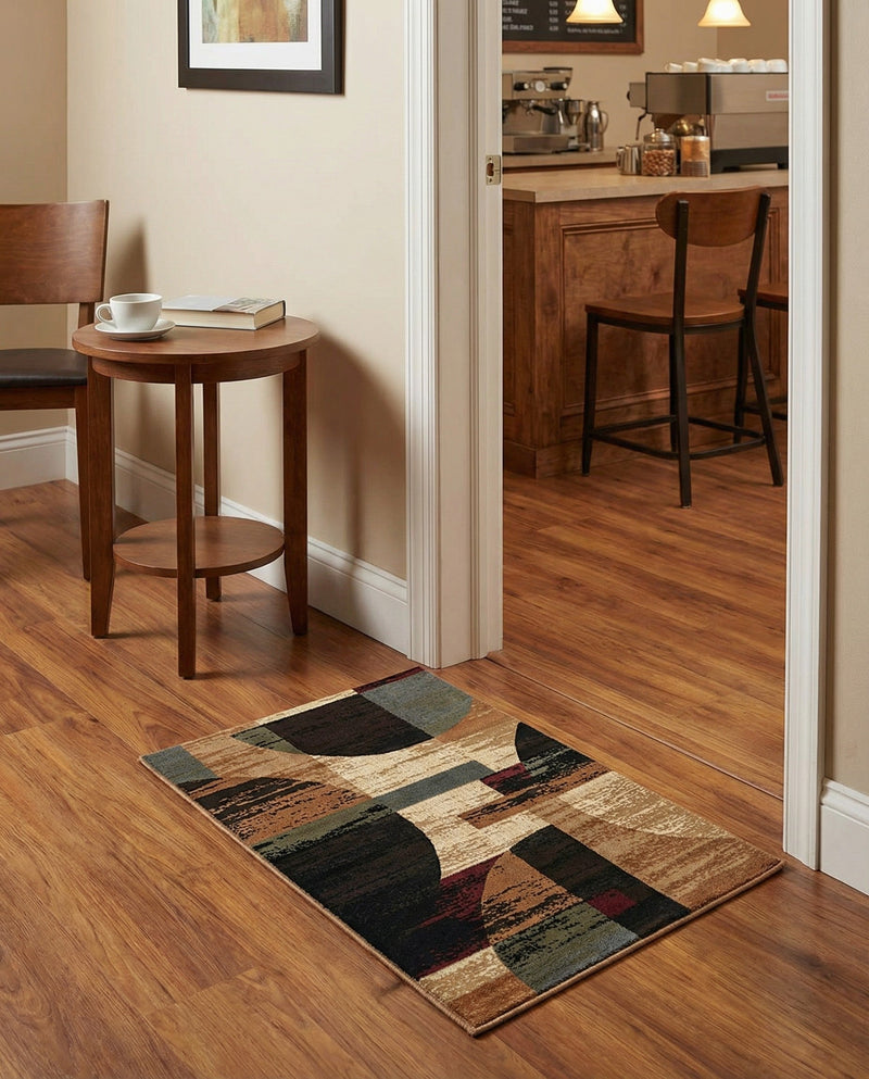 Bistro Lounge Collection Area Rug -  Latte Rectangle Multi  lifestyle 16