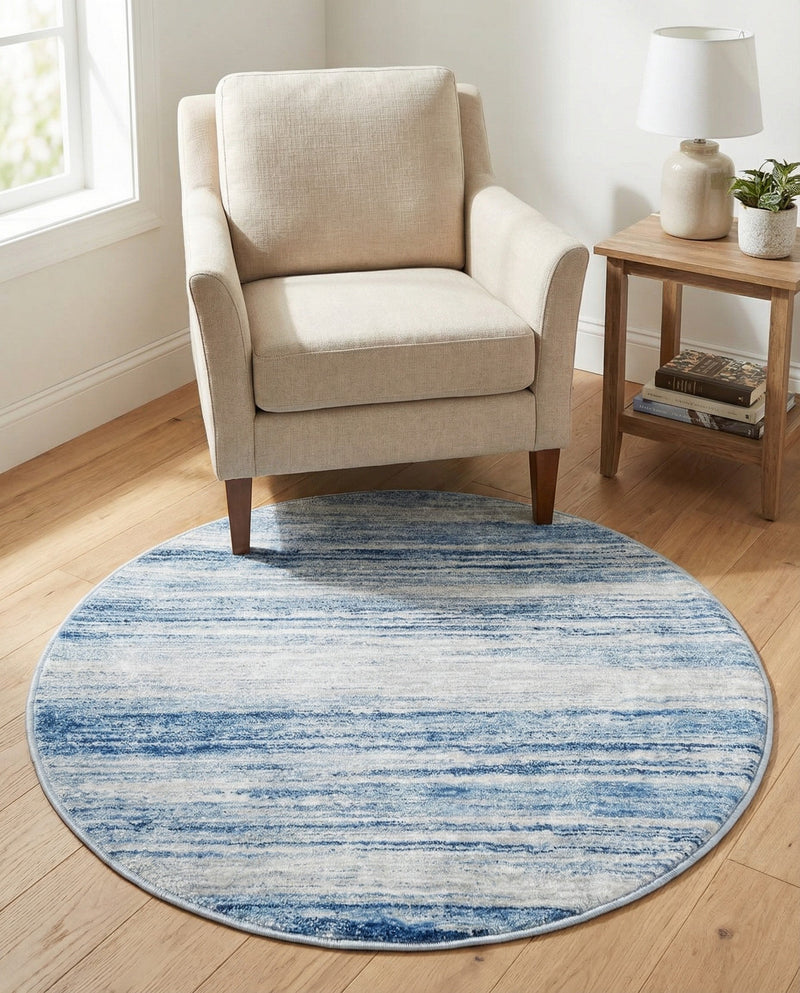Zagros Shades Collection Area Rug -  Sepidan Round Blue Ivory  lifestyle 39