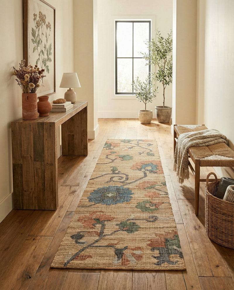 Benares Handwoven Jute Collection Area Rug -  Ramnagar Runner Multi  lifestyle 32