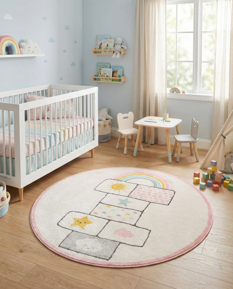 Wonder Tykes Collection Area Rug -  Swirl Round Ivory  lifestyle 40