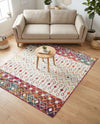 Mediterranean Lattice Collection Area Rug -  Casablanca (Ivory Multi) Square Ivory Multi  lifestyle 40