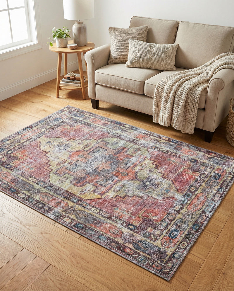 Zahara Oasis Collection Area Rug -  Rabat Rectangle Yellow Pink  lifestyle 26