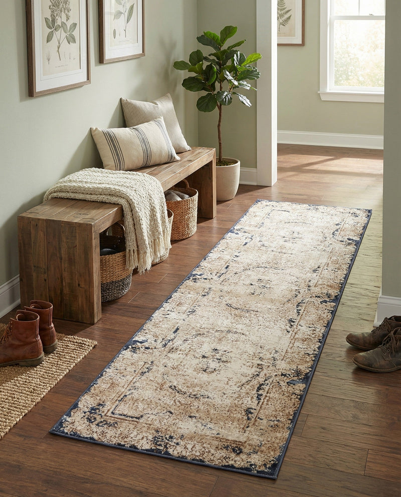 Coastal Manor Collection Area Rug -  Tidewater Runner Cream  lifestyle 31