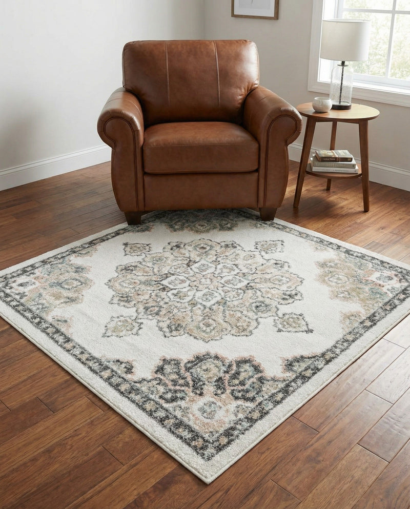 Beverly Grove Collection Area Rug - Melrose (Ivory) Square Ivory  lifestyle 60