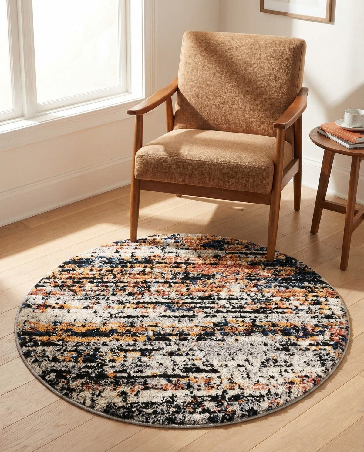 Santa Fe Trails Collection Area Rug -  Chaparral Round Multi  lifestyle 139