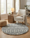 Berber Lattice Shag Collection Area Rug - Atlas (Gray) Round Gray  lifestyle 43