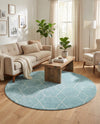 Trellis Mosaic Collection Area Rug - Arborville (Light Blue) Round Light Blue  lifestyle 46
