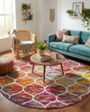 Trellis Mosaic Collection Area Rug -  Pergolatown (Multi) Round Multi  lifestyle 57