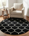 Trellis Mosaic Collection Area Rug -  Pergolatown (Black) Round Black  lifestyle 33