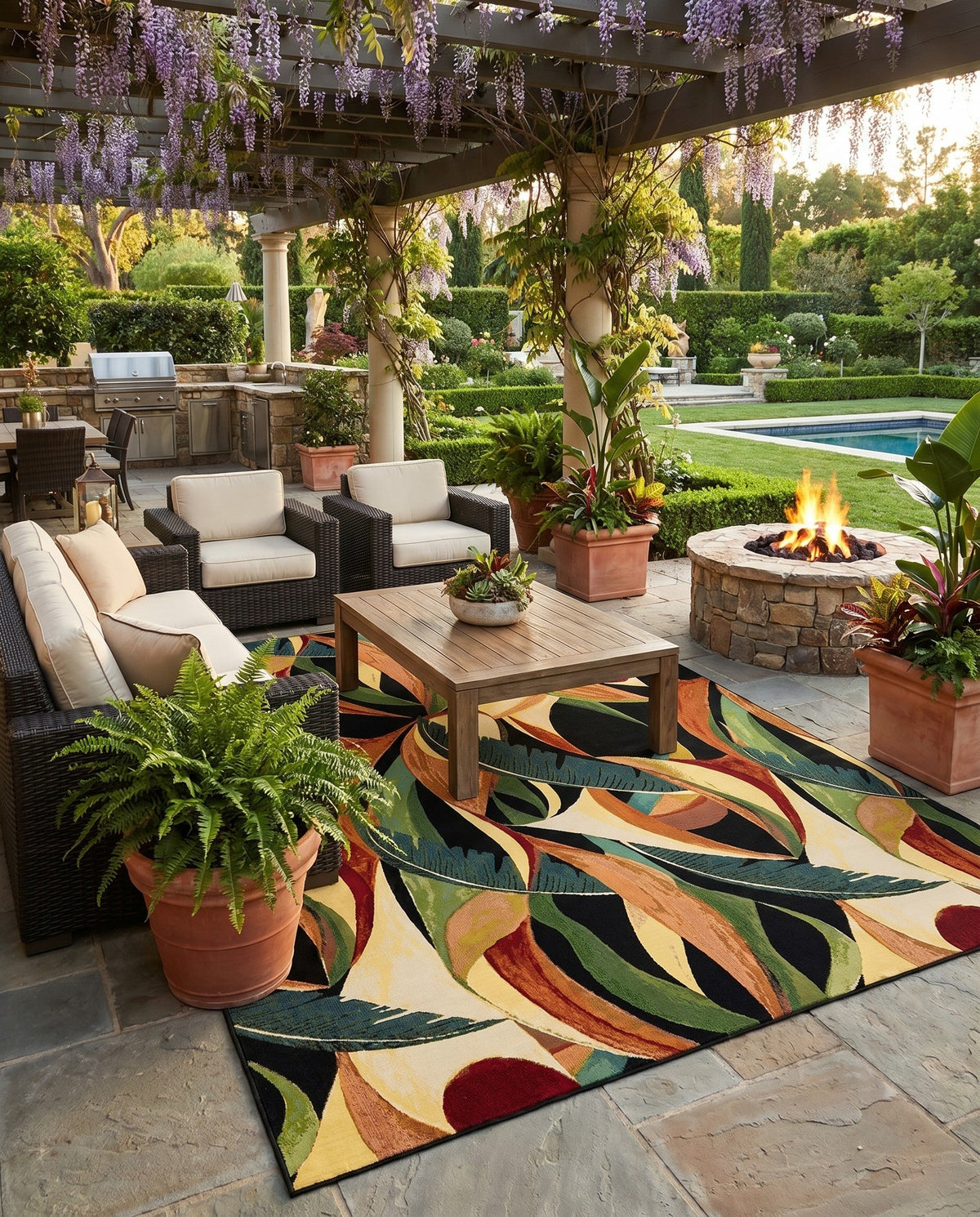 Seaside Blooms Collection Area Rug -  Tivoli Rectangle Multi  lifestyle 47