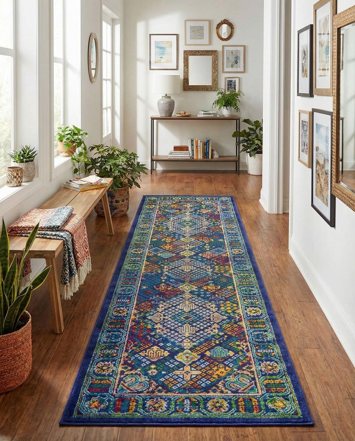 Caribbean Cove Collection Area Rug -  Mustique Runner Navy Blue  lifestyle 174