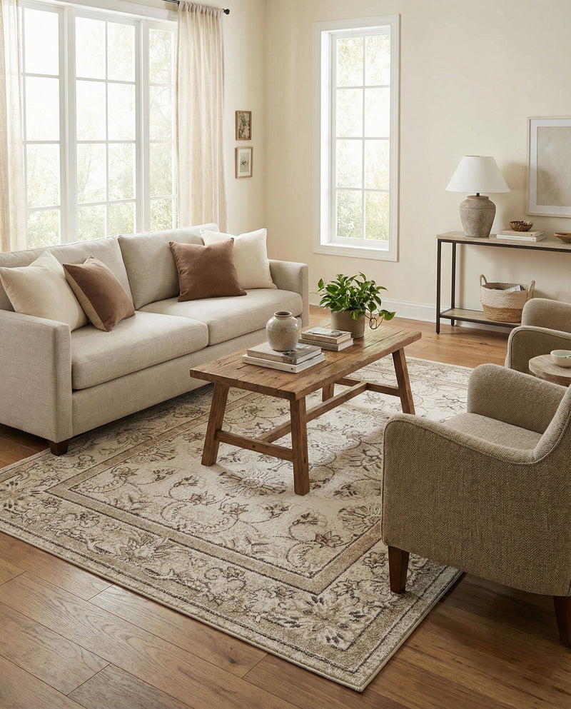 Horizon Collection Area Rug -  Meridian Rectangle Ivory  lifestyle 24