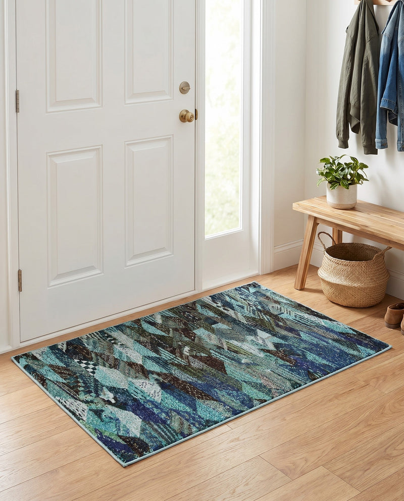 Sedona Vista Collection Area Rug -  Yucca Rectangle Blue  lifestyle 12