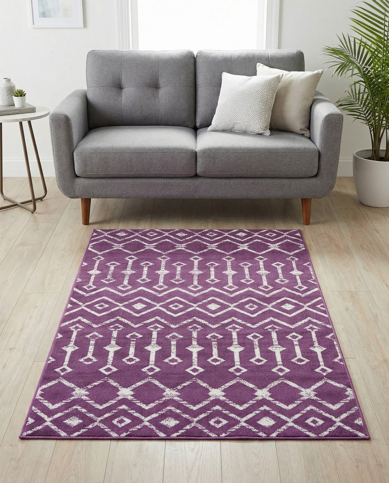 Marrakech Lattice Collection Area Rug - Medina (Violet) Rectangle Violet  lifestyle 9