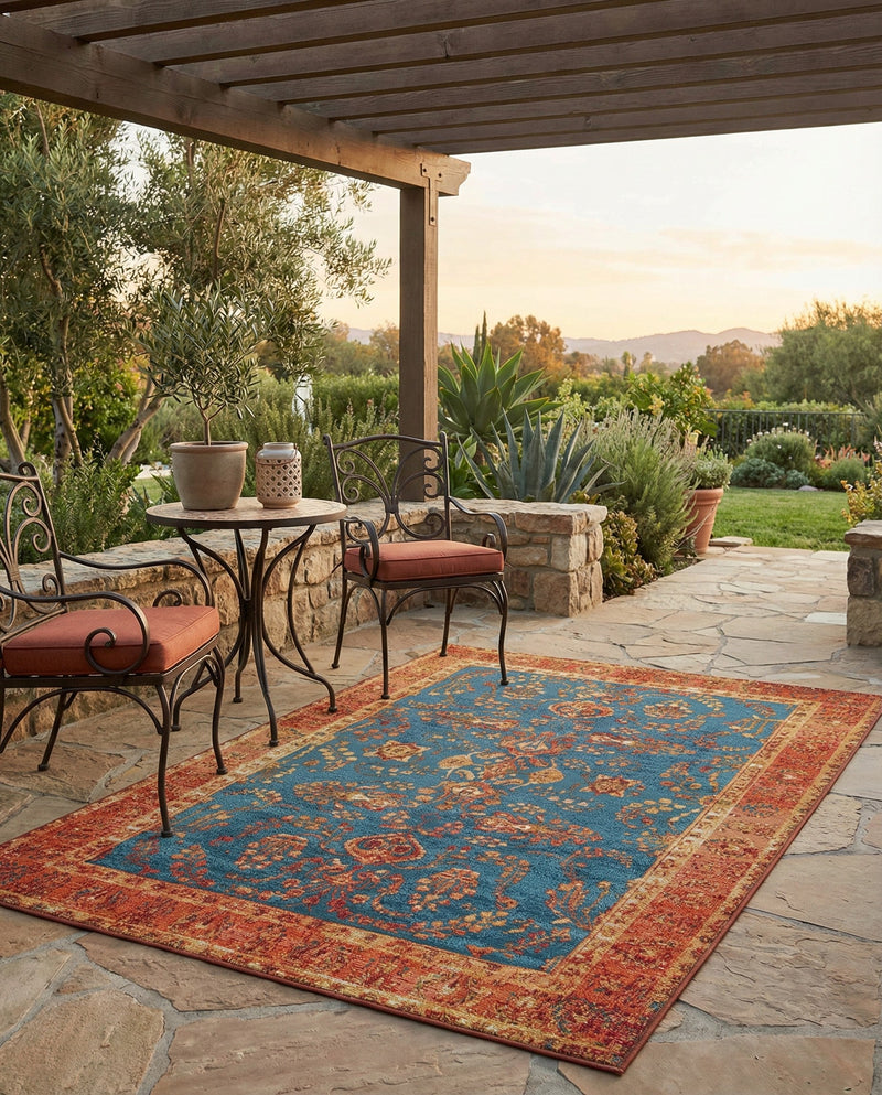 Patio Heritage Collection Area Rug -  Pavilion Rectangle Navy Blue  lifestyle 12