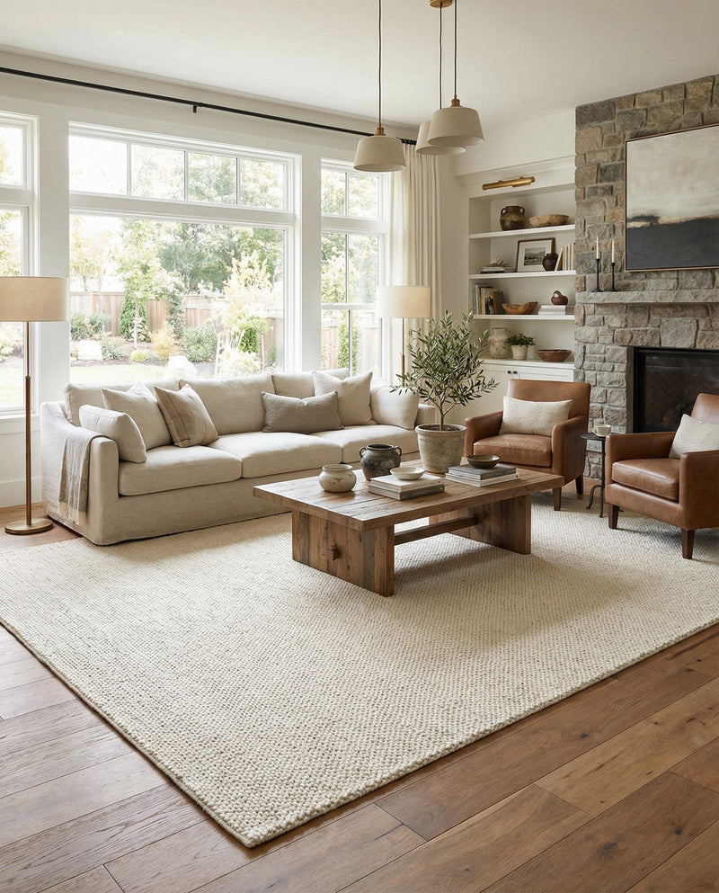 Lana Tasmanian Wool Collection Area Rug - Waitomo Rectangle Ivory  lifestyle 54