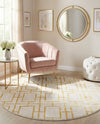 Hollywood Luxe Collection Area Rug -  Beverly (White Gold) Round White Gold  lifestyle 51