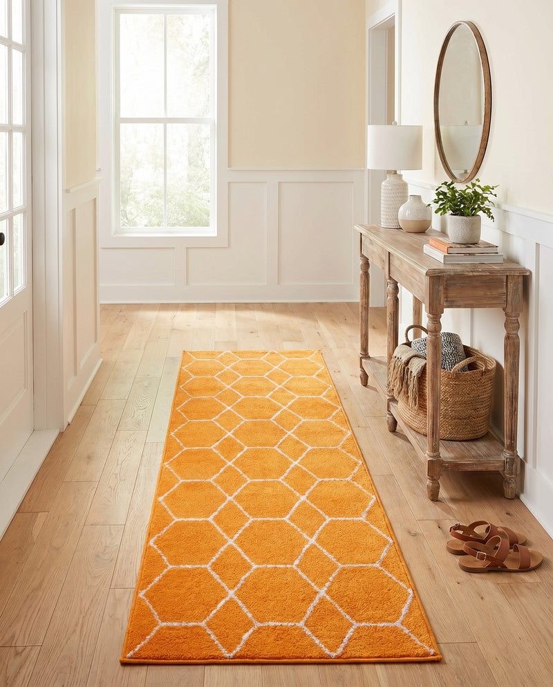 Trellis Mosaic Collection Area Rug - Arborville (Orange) Runner Orange  lifestyle 51
