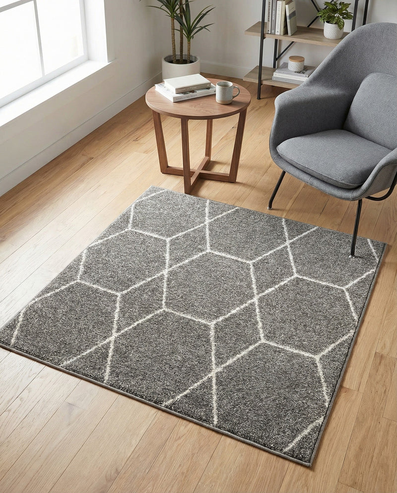 Trellis Mosaic Collection Area Rug - Arborville (Light Gray) Square Light Gray  lifestyle 53