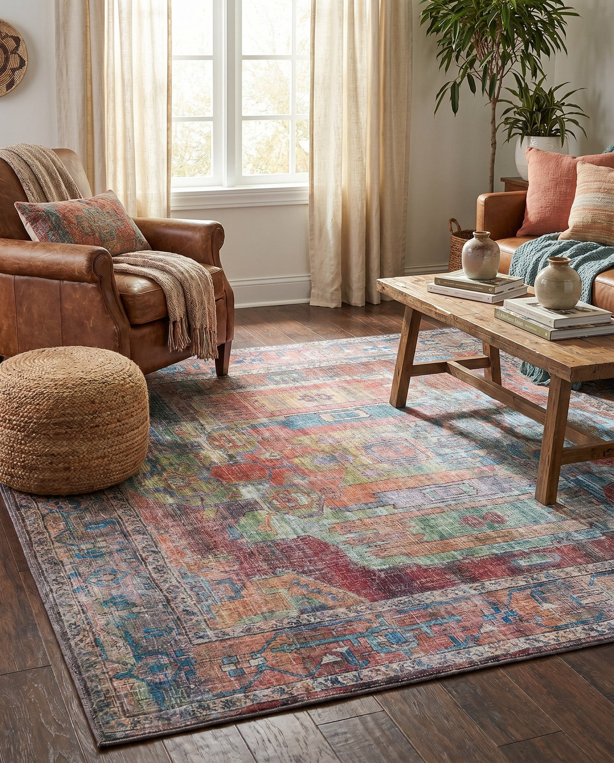 Zahara Oasis Collection Area Rug - Sahara Square Multi  lifestyle 156