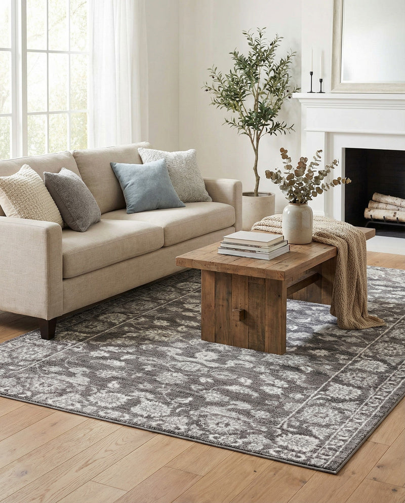 Charleston Elegance Collection Area Rug -  Seaport (Gray) Rectangle Gray  lifestyle 4