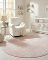 Brighton Stripes Collection Area Rug - Sussex (Pink) Round Pink  lifestyle 18